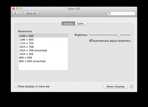 max resolution on macbook air 13 inch (1440 x 900)